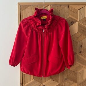 St. John Red Ruffle Jacket